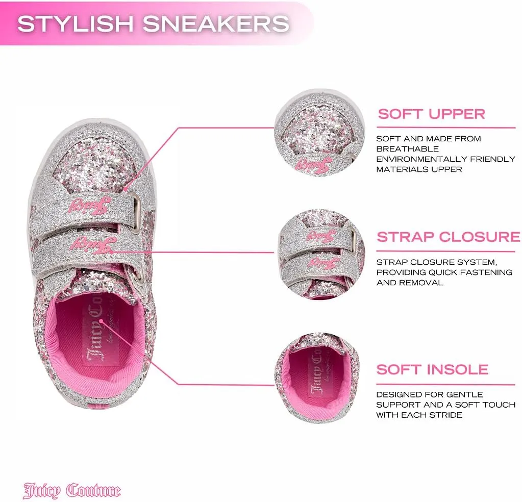 Juicy Couture Girls Shoes Sneaker Tennis Fashion Casual Walking Shoes for Toddlers