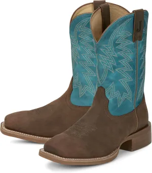Justin Big Bucks 11” Western Boots for Men - Frontier Collection - Square Toe Leather Men’s Cowboy Boots with Comfort Footbed, Non Slip Rubber Outsole