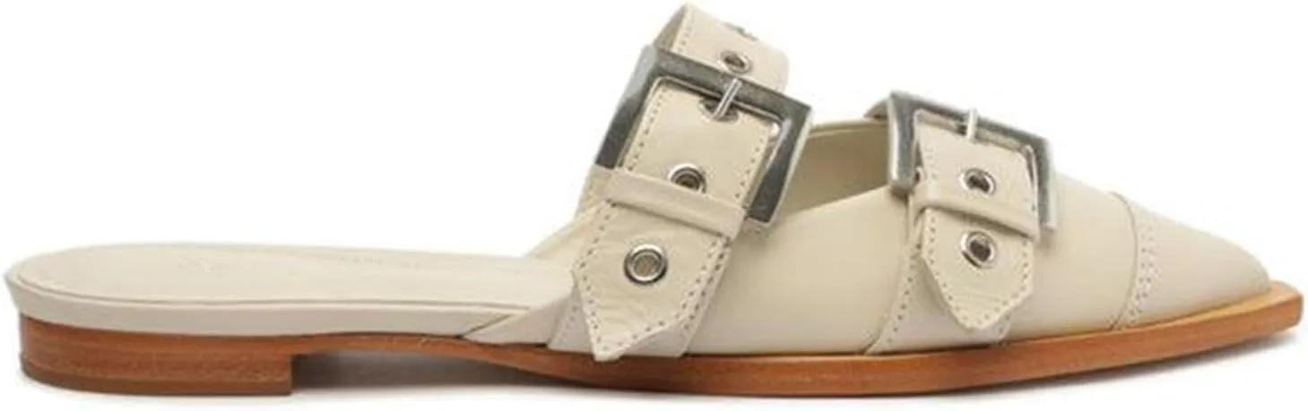 KaroNairy Women's Wide Buckle Ballet Flats, Pointy Toe & Square Toe Mary Jane Flats Slingback Comfortable Ballerina Flats