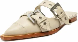 KaroNairy Women's Wide Buckle Ballet Flats, Pointy Toe & Square Toe Mary Jane Flats Slingback Comfortable Ballerina Flats