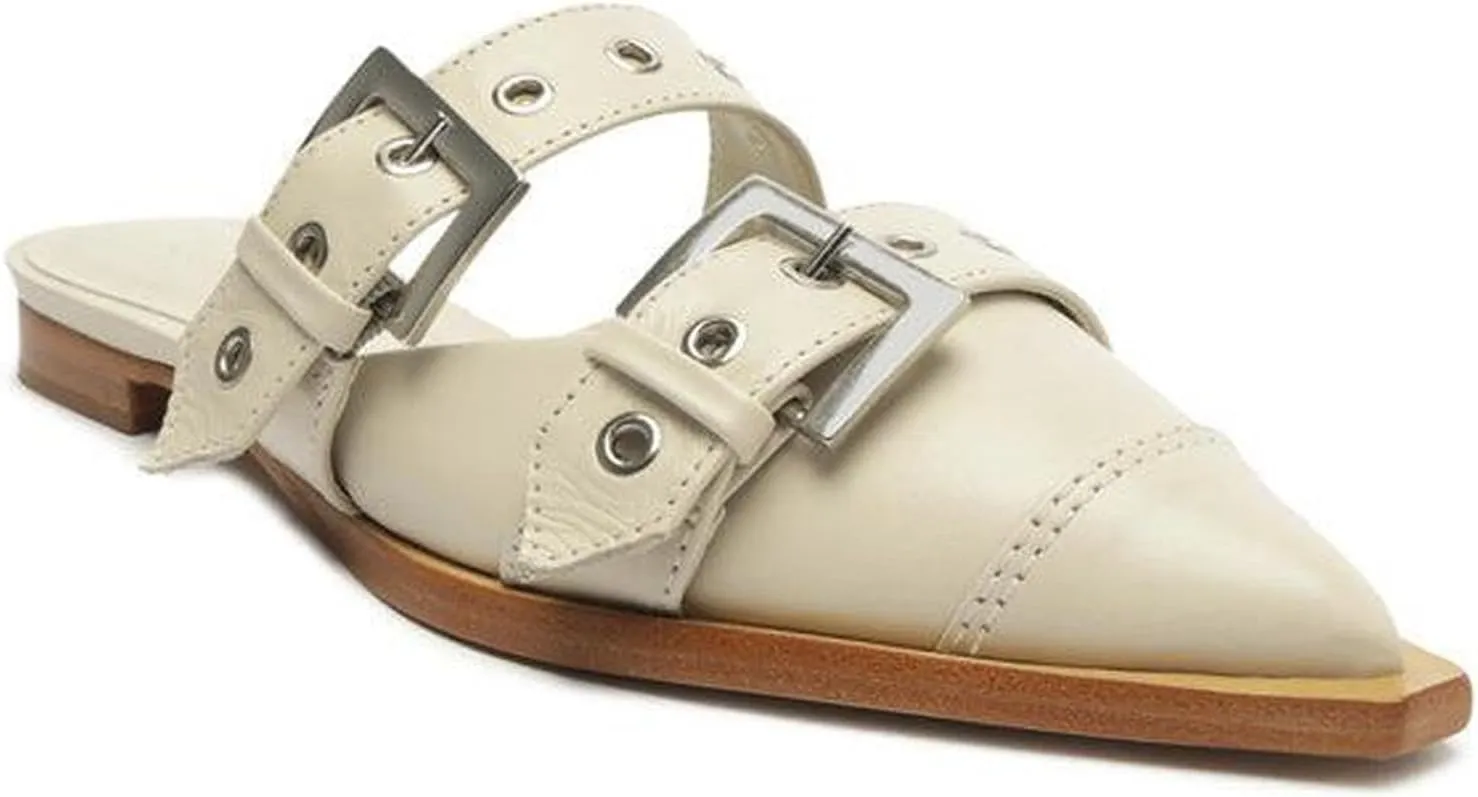 KaroNairy Women's Wide Buckle Ballet Flats, Pointy Toe & Square Toe Mary Jane Flats Slingback Comfortable Ballerina Flats
