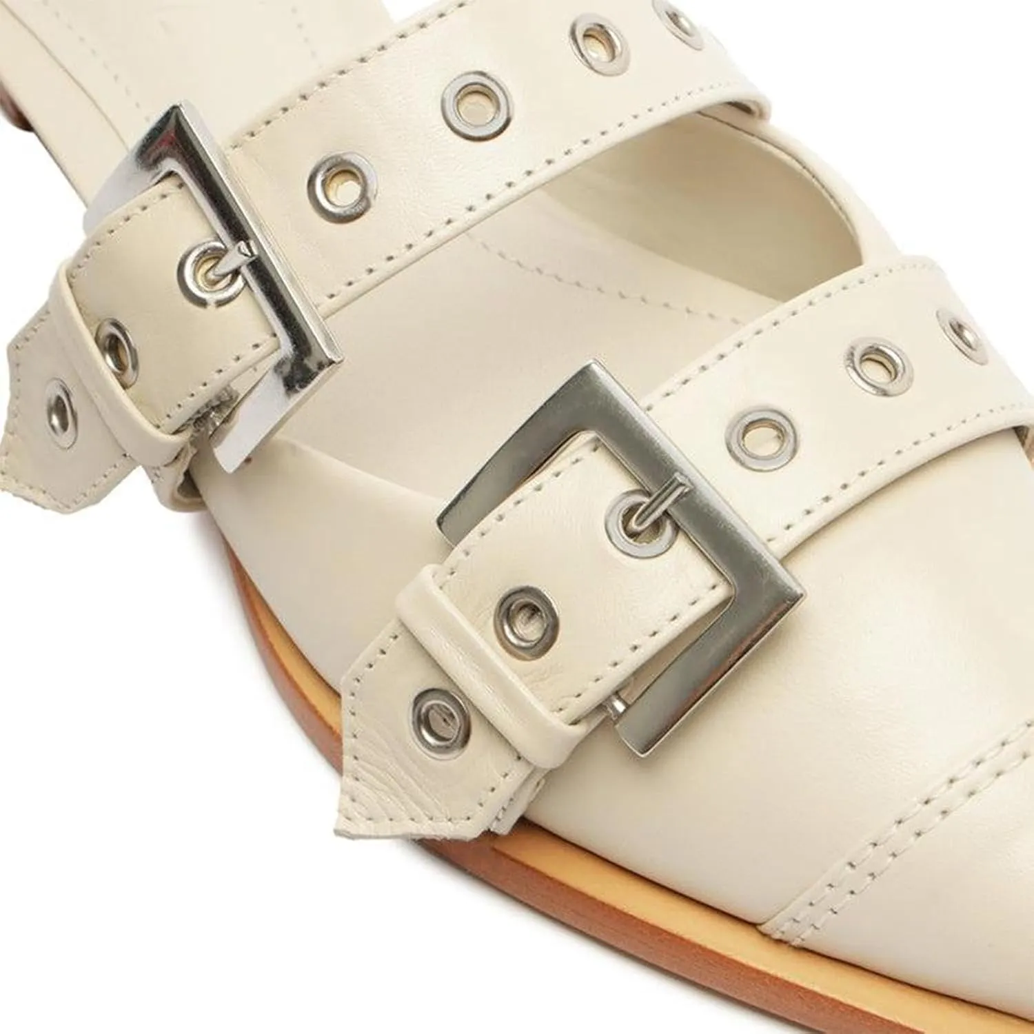 KaroNairy Women's Wide Buckle Ballet Flats, Pointy Toe & Square Toe Mary Jane Flats Slingback Comfortable Ballerina Flats