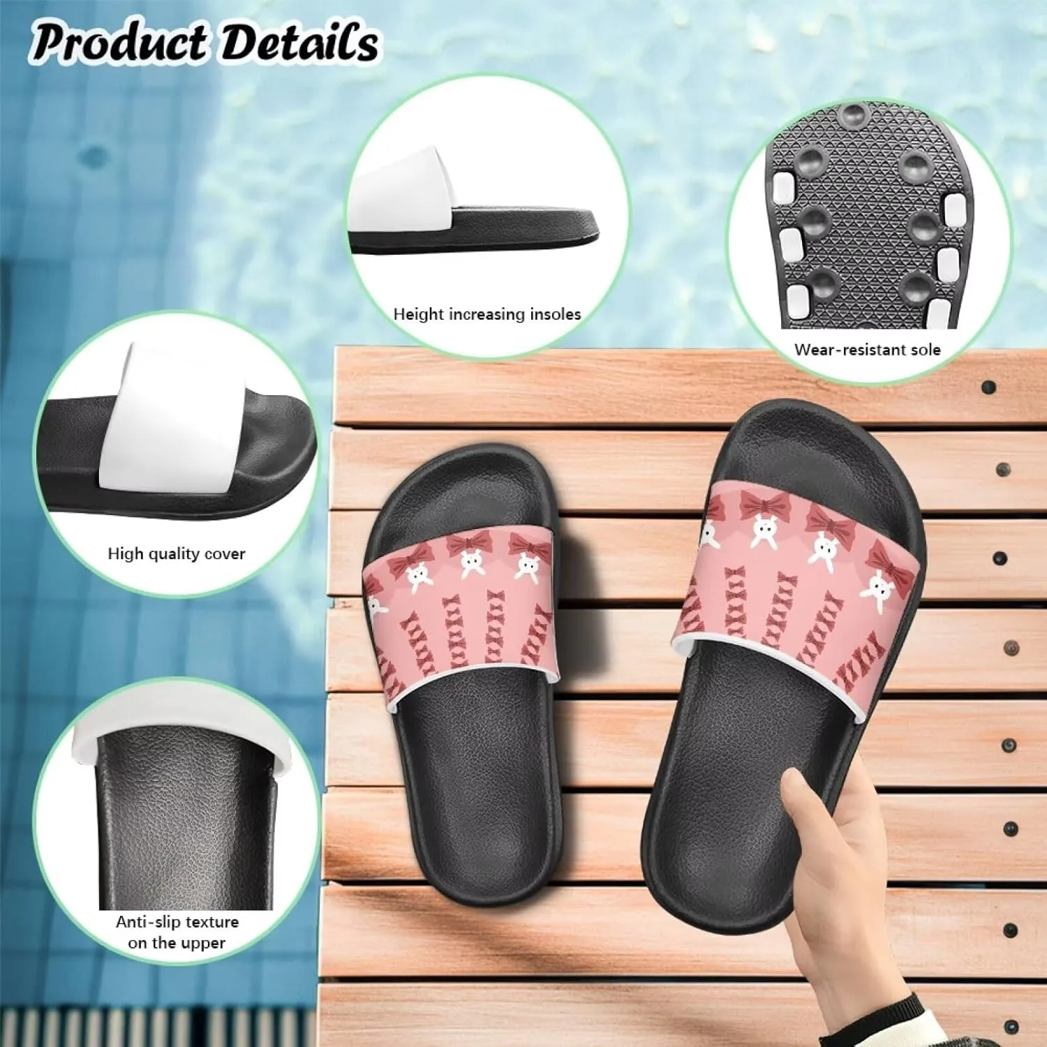 Kid Girls Slides Sandals For Kid Child Slippers Lightweight Non-slip Open Toe Comfy Shower Beach Funny Slide Sandals
