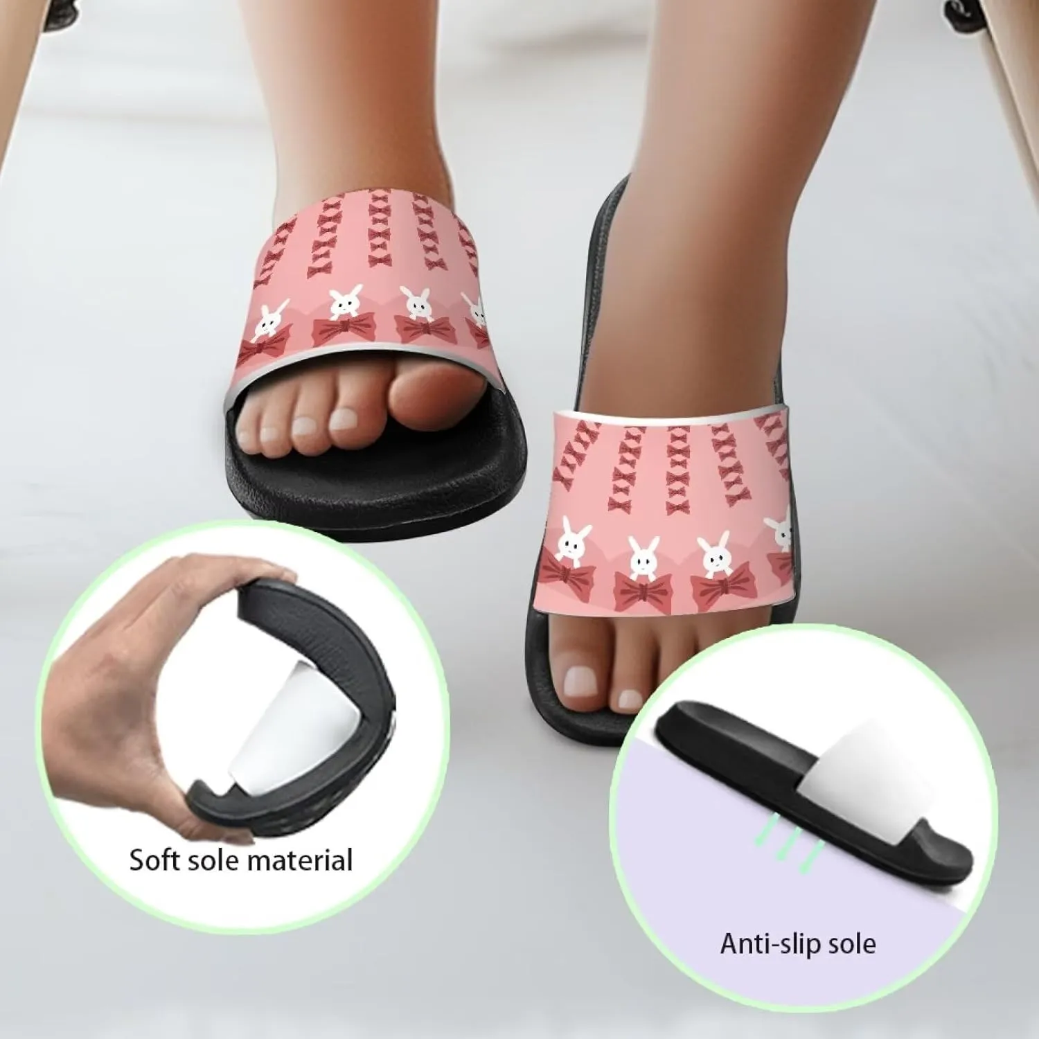 Kid Girls Slides Sandals For Kid Child Slippers Lightweight Non-slip Open Toe Comfy Shower Beach Funny Slide Sandals
