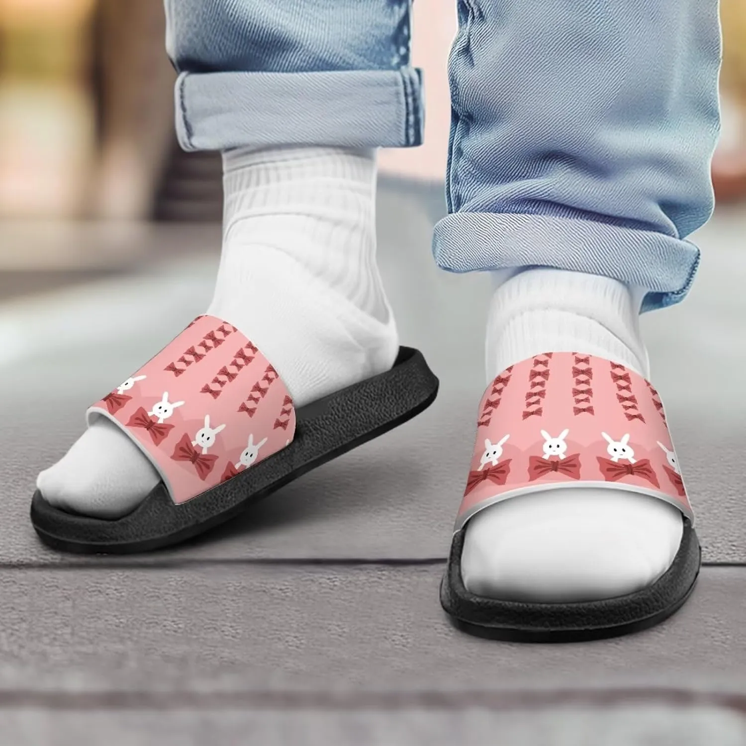 Kid Girls Slides Sandals For Kid Child Slippers Lightweight Non-slip Open Toe Comfy Shower Beach Funny Slide Sandals