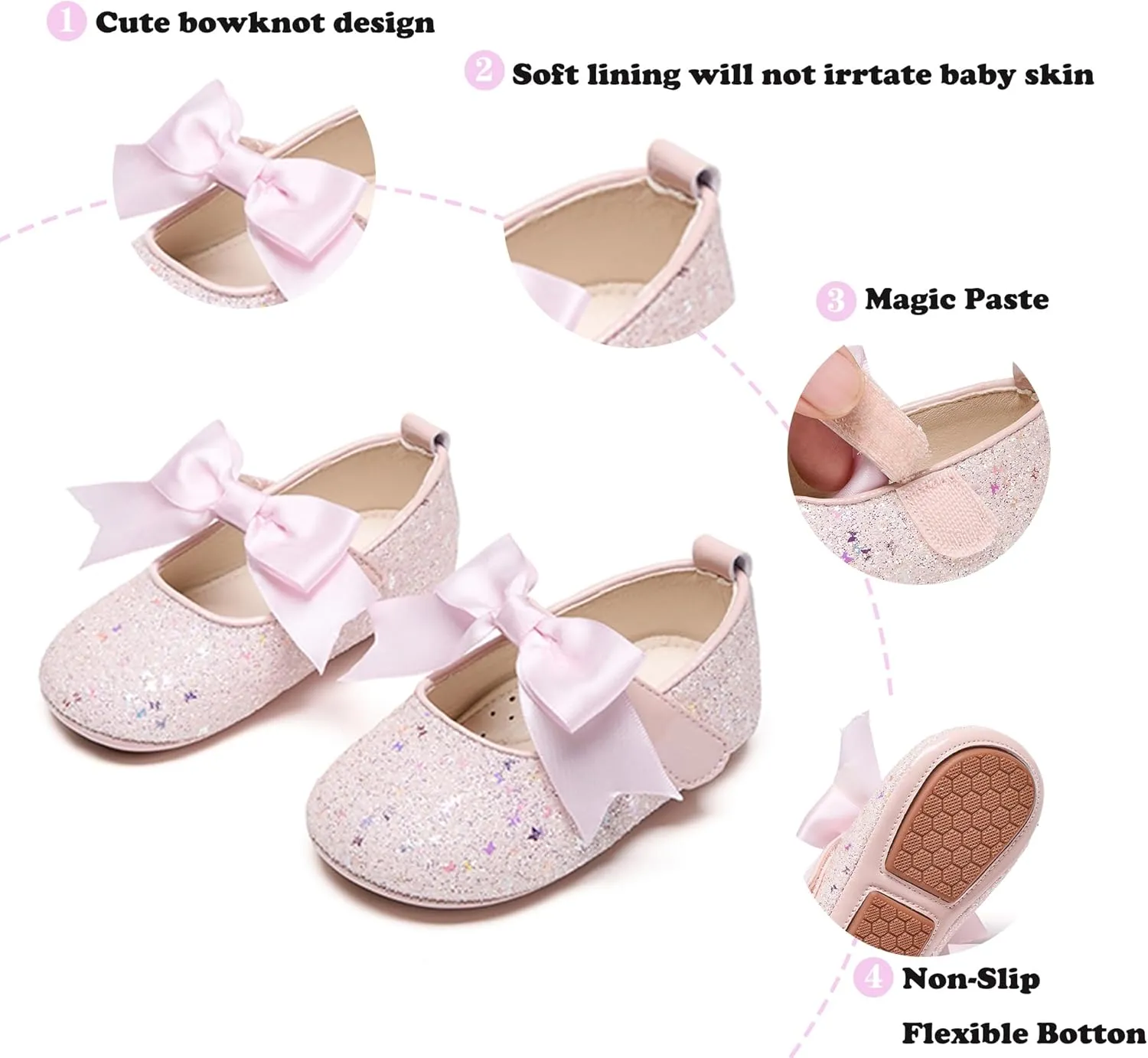 Kiderence Baby Girls Prewalker Mary Jane Flats Bowknot Princess Dress Shoes (Infant/Toddler)