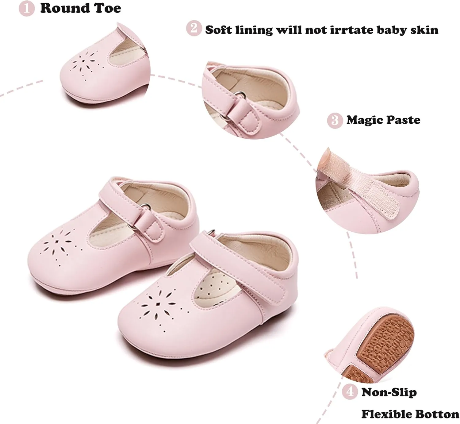 Kiderence Baby Girls Prewalker Mary Jane Flats Bowknot Princess Dress Shoes (Infant/Toddler)
