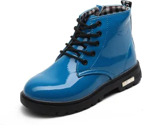 Kids Ankle Boots Toddler Boy little Girls Combat Boots Outdoor Waterproof Riding Boots Blue 2.5 M US Little Kid