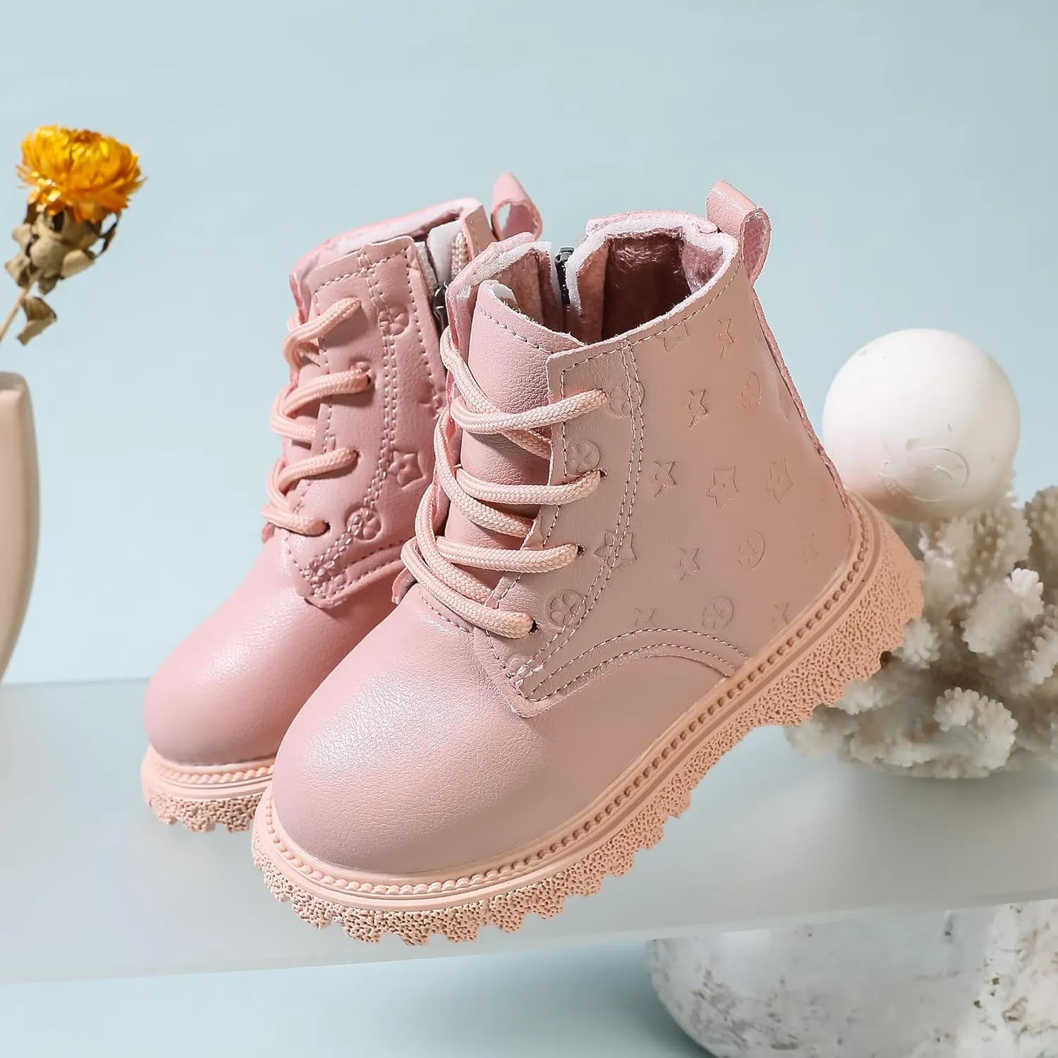 Kids Ankle Boots with Side Zipper Lace Up for Toddler Littel Kid Boys and Girls for Outdoor Play and Everyday Wear
