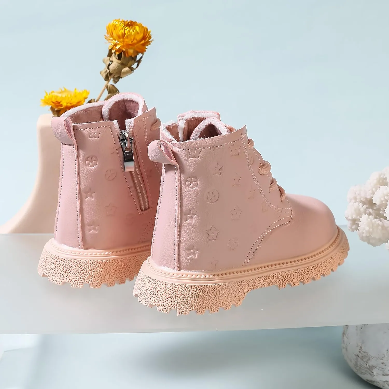 Kids Ankle Boots with Side Zipper Lace Up for Toddler Littel Kid Boys and Girls for Outdoor Play and Everyday Wear