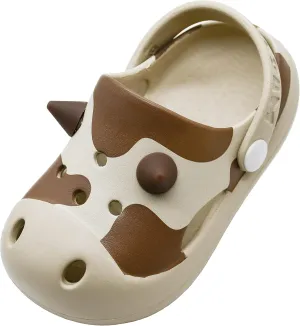 Kid's Cow Clogs Sandals Summer Non-Slip Soft Girl's Boy's Slippers Toddler Shoes Children Cute Slides