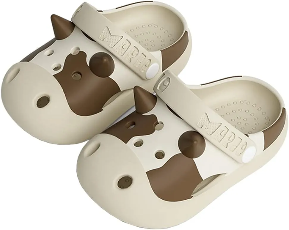 Kid's Cow Clogs Sandals Summer Non-Slip Soft Girl's Boy's Slippers Toddler Shoes Children Cute Slides