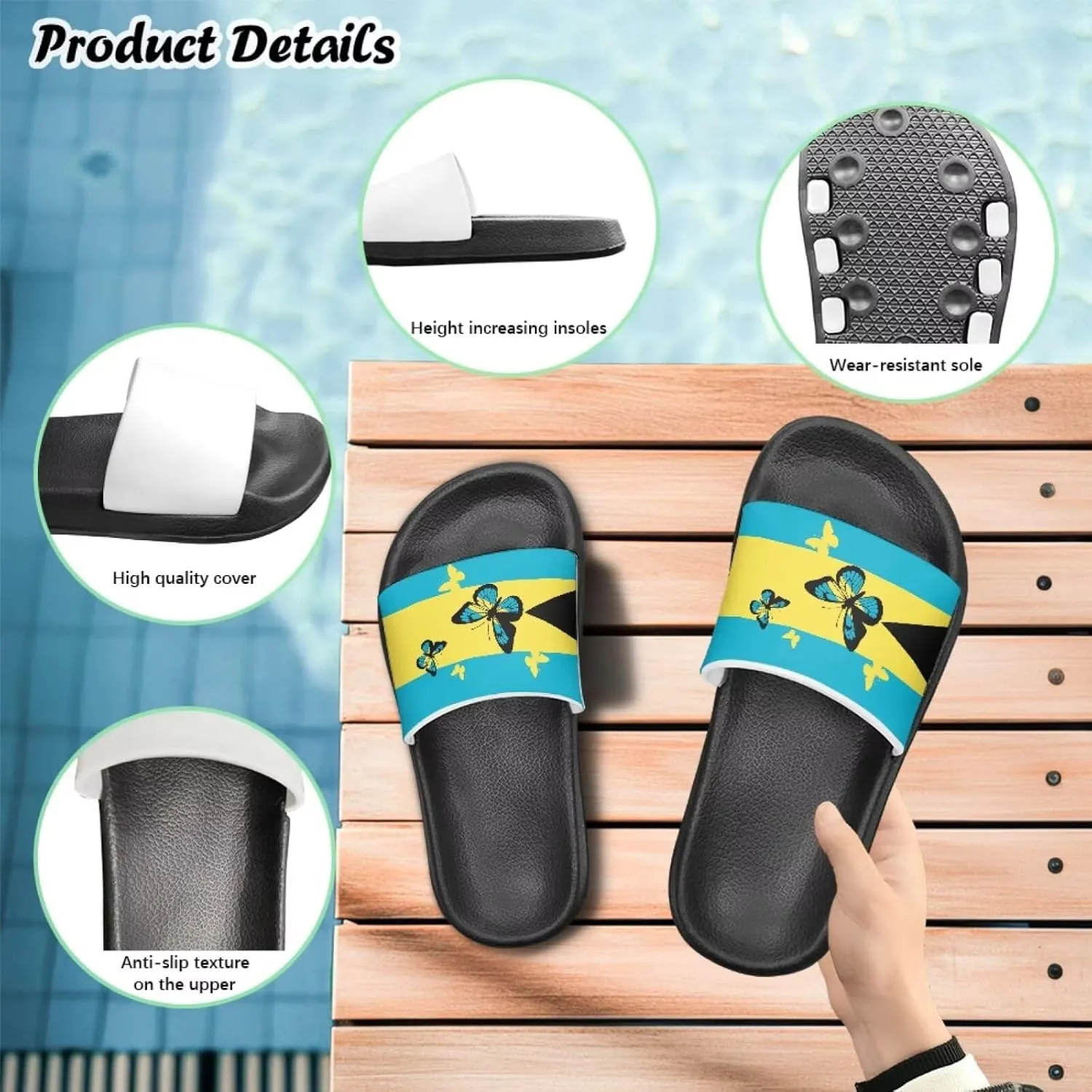 Kids Open Toe Slide Sandals for Boys Girls Comfortable Indoor & Outdoor Shower Slippers Patriotic Shoes for Kids