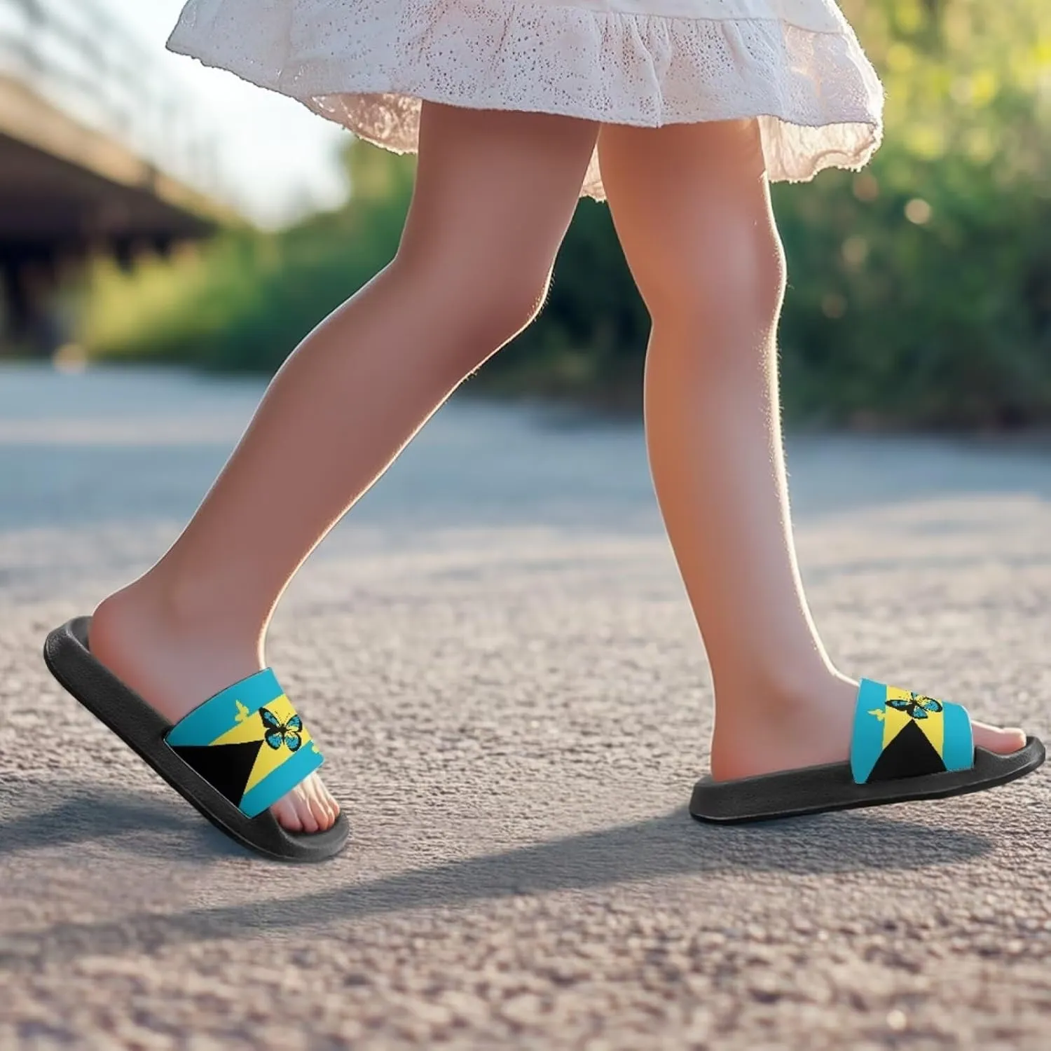 Kids Open Toe Slide Sandals for Boys Girls Comfortable Indoor & Outdoor Shower Slippers Patriotic Shoes for Kids