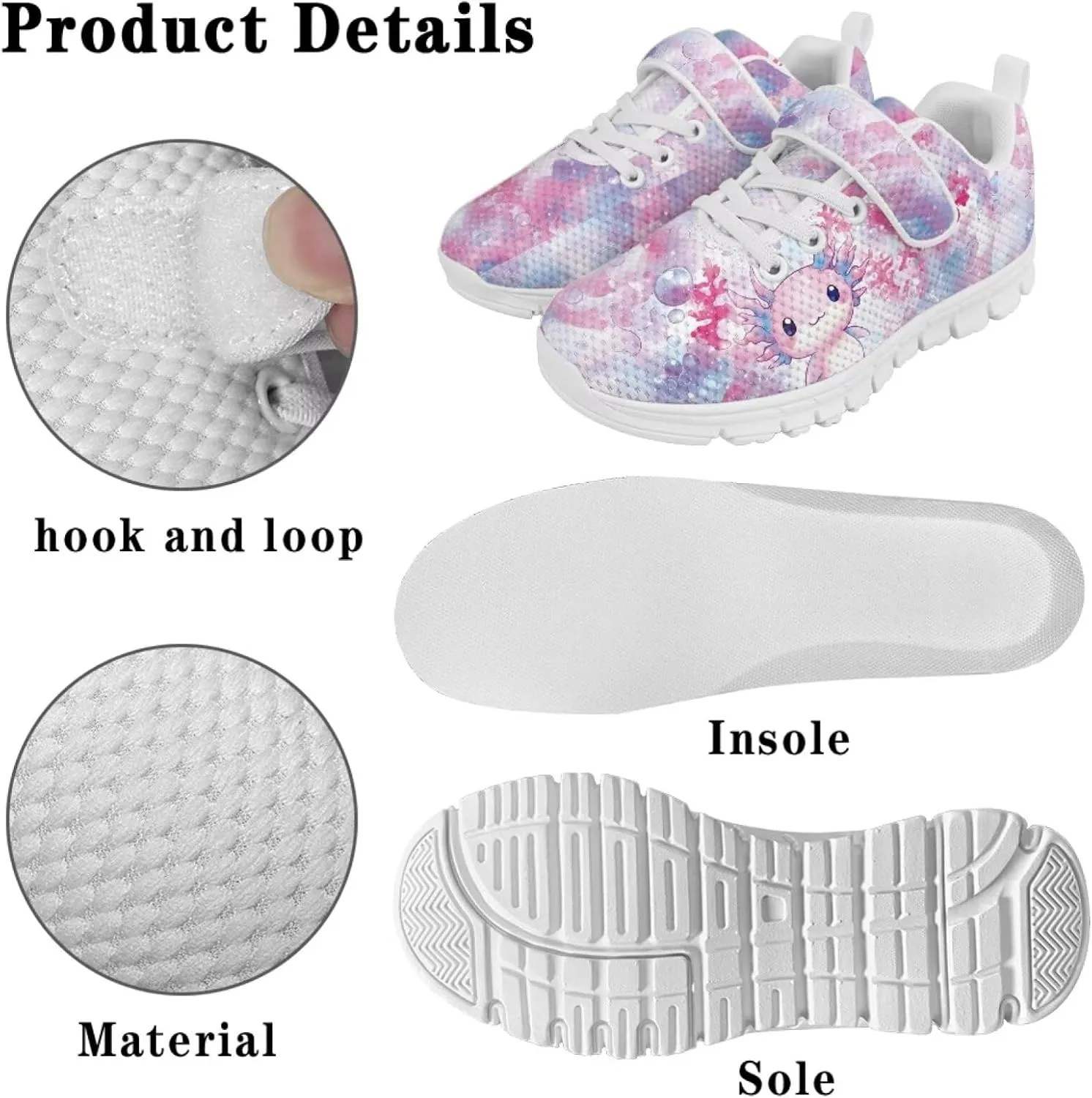 Kids Running Shoes Girls Slip on Sneakers Shoes Mesh Soft Tennis Shoes