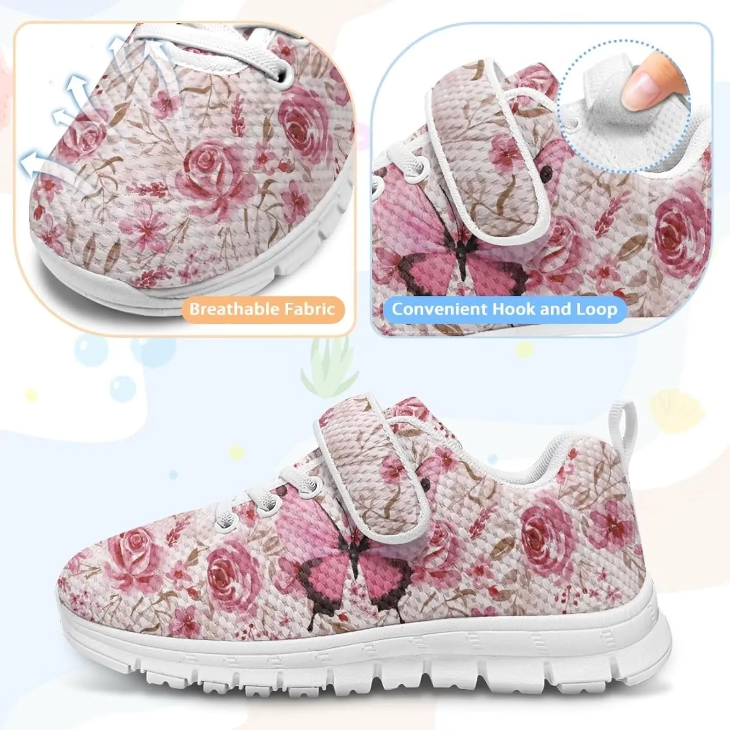 Kids Running Shoes Girls Slip on Sneakers Shoes Mesh Soft Tennis Shoes