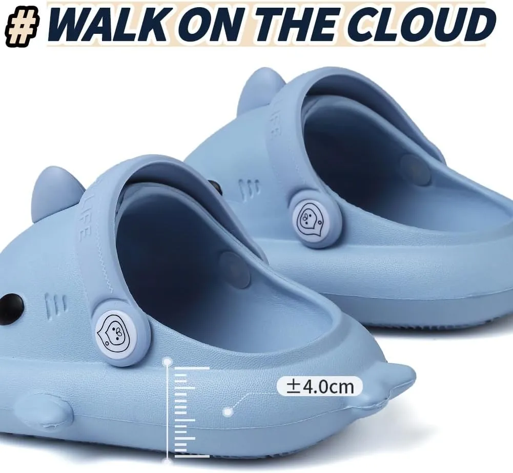 Kids Shark Slides Toddler Girls Boys Cute Cartoon Summer Cloud Slippers Toddler Baby Non-Slip Beach Pool Shower Shoes