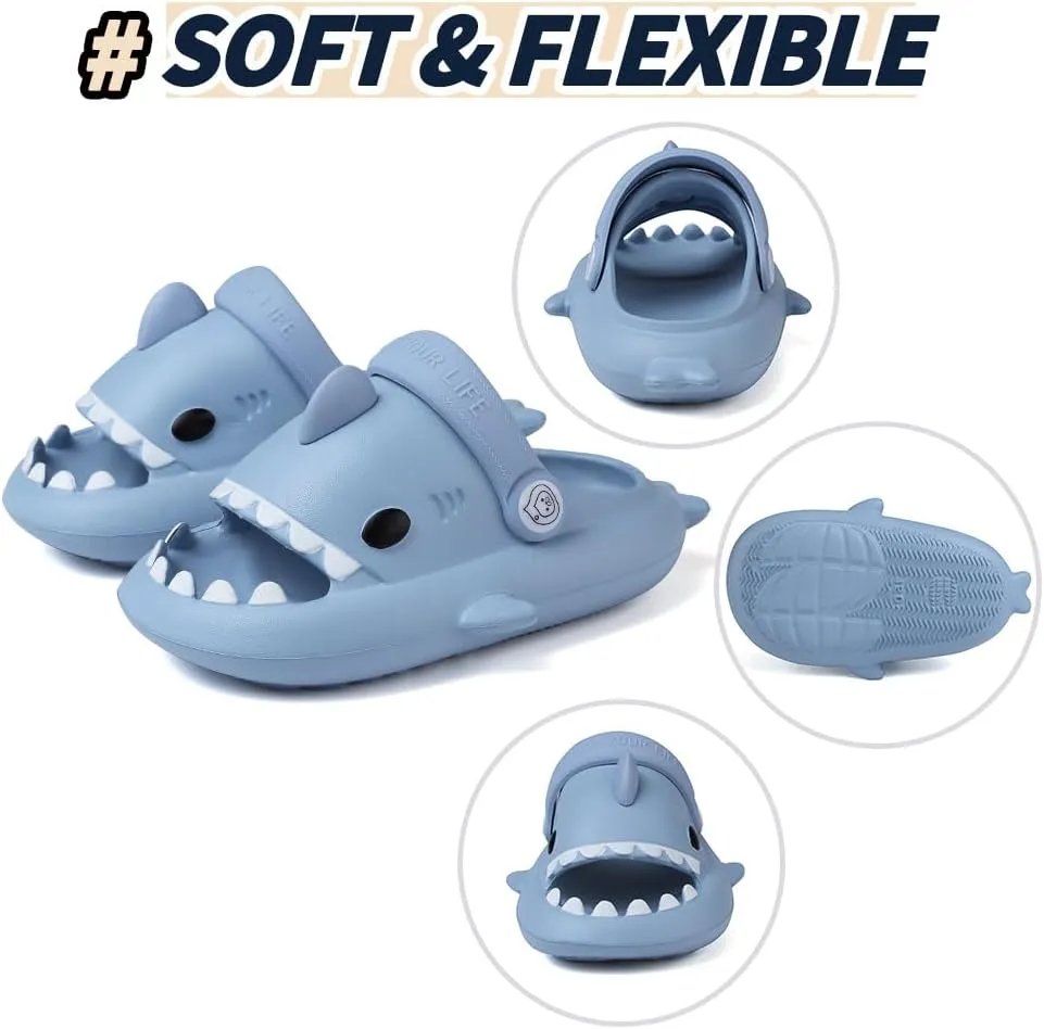 Kids Shark Slides Toddler Girls Boys Cute Cartoon Summer Cloud Slippers Toddler Baby Non-Slip Beach Pool Shower Shoes