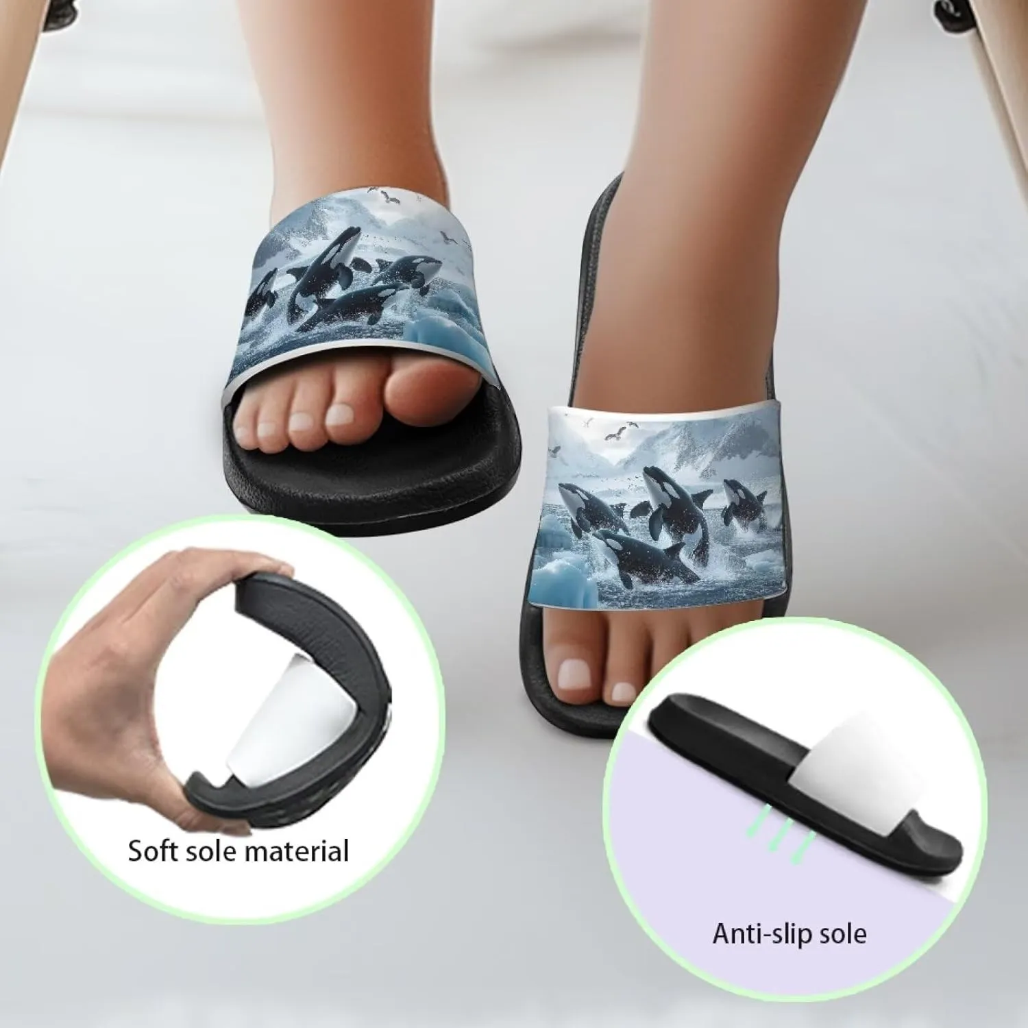 Kids Shower Shoes Beach Slides Sandals Anti-Slip Summer Pool Slippers