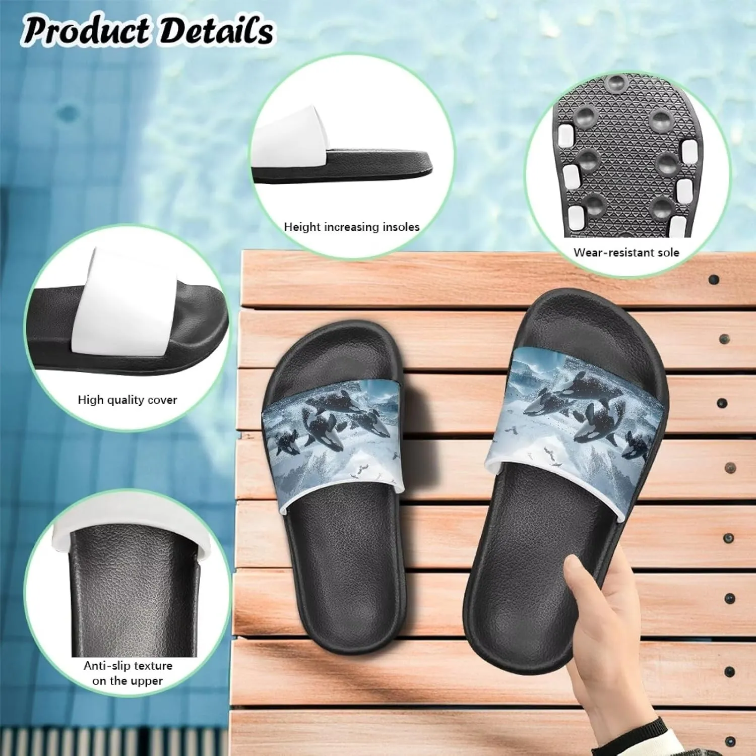 Kids Shower Shoes Beach Slides Sandals Anti-Slip Summer Pool Slippers