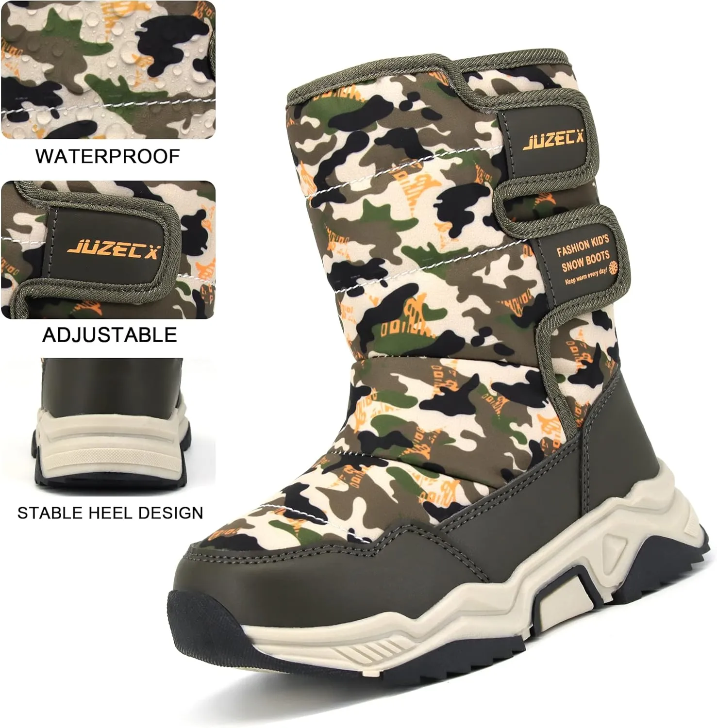 Kids Snow Boots Boys Girls Waterproof Warm Winter Boots Child Toddler Outdoor Non Slip Cold Weather Plush Fluffy Shoes
