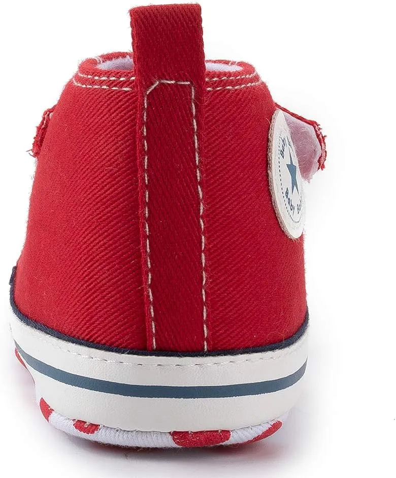 KIDSUN Unisex Baby Boy Girl Canvas Sneaker Soft Sole Infant Lace up Newborn Ankle Toddler First Walkers Crib Shoes