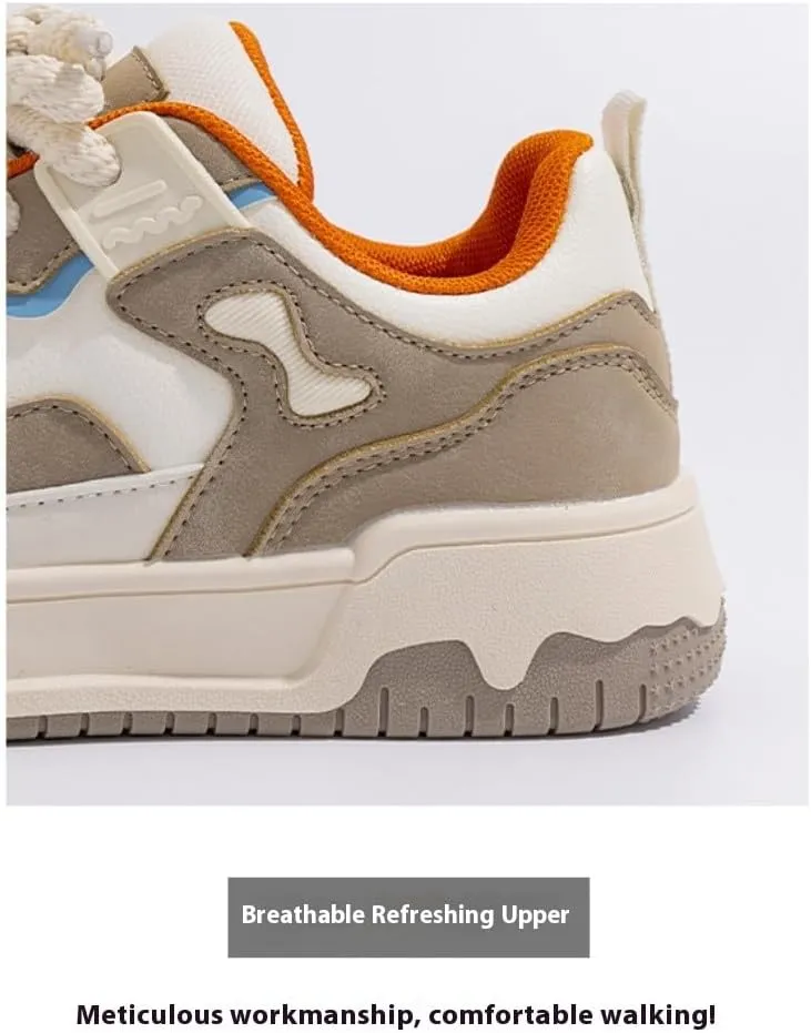 Korean Creamy Chunky White Sneakers | Ins Y2K Trendy Bread-head Shoes with Cloud Comfort Sole | Breathable Boost-up Platform | Kawaii Spring Summer Autumn Winter OOTD for Girls & Women | Campus Outfit