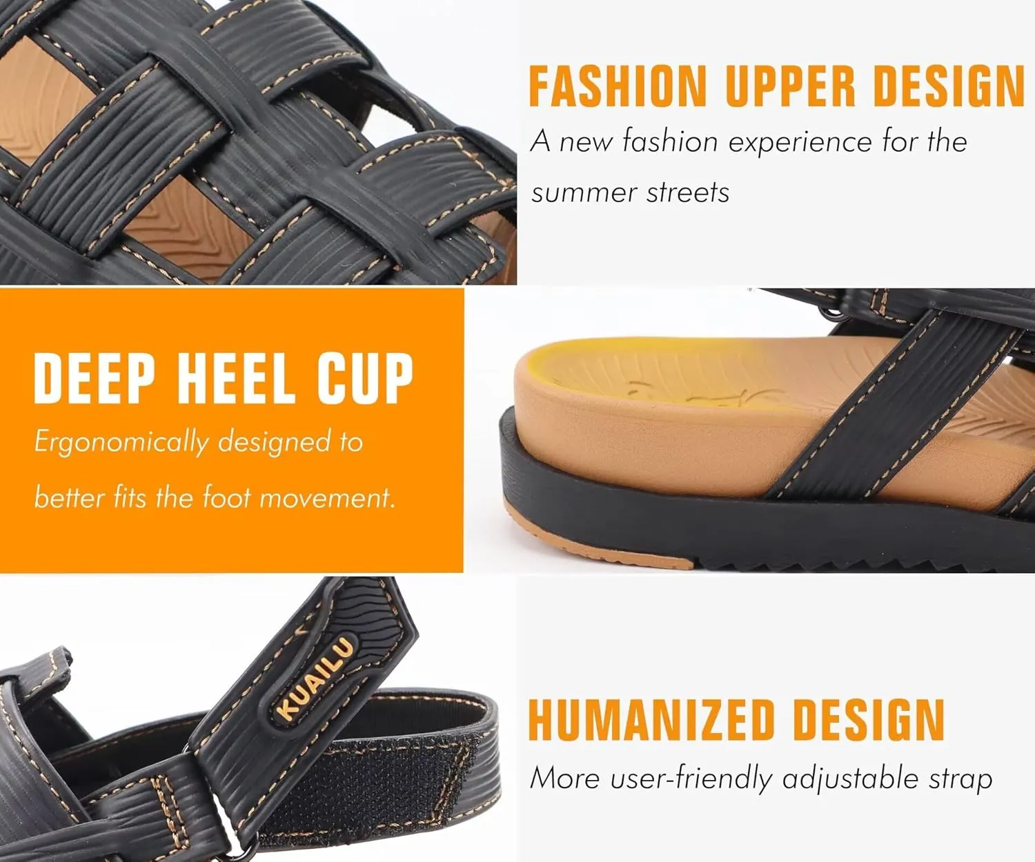 KuaiLu Womens Fashion Orthopedic Walking Sandals for Women 2025 Arch Support Sandles Comfort Plantar Fasciitis Recovery Cushion Summer Travel Outdoor Hiking Open Toe Water Shoes Woman Size US5-11
