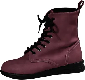 Lace-up Combat Boots Ankle Booties for Women Trendy Mid Calf Low Heel Western Platform Hiking Booties Outdoor Shoes