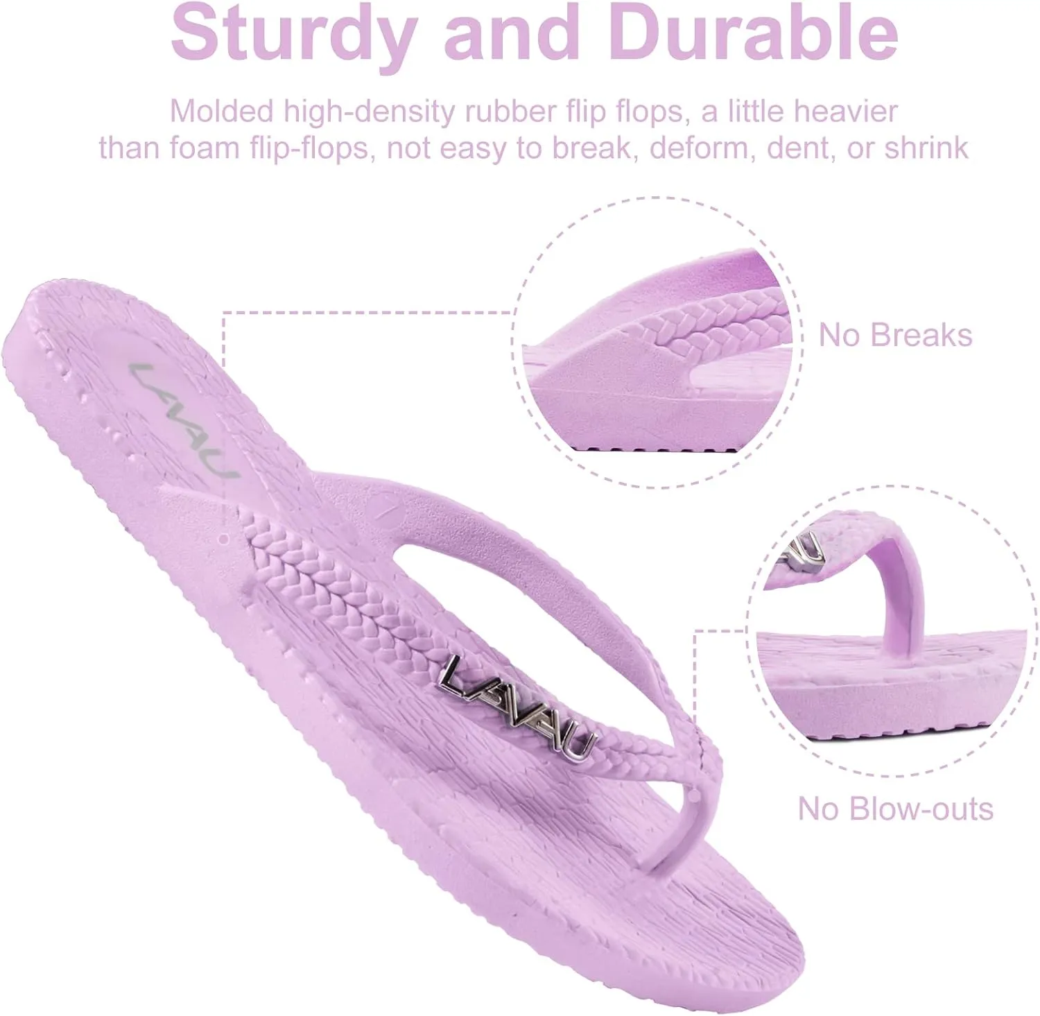 LAVAU Women Waterproof Flip Flops, Shower & Water No-Slip Sandals for Pool and Beach