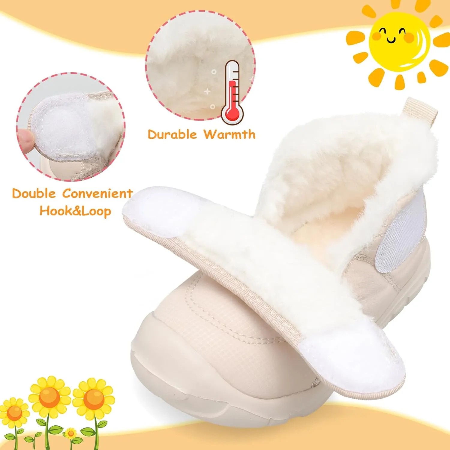 LeIsfIt Toddler Boots Girls Boys Winter Boots Cozy Fleece Snow Boots Indoor Outdoor Warm Shoes