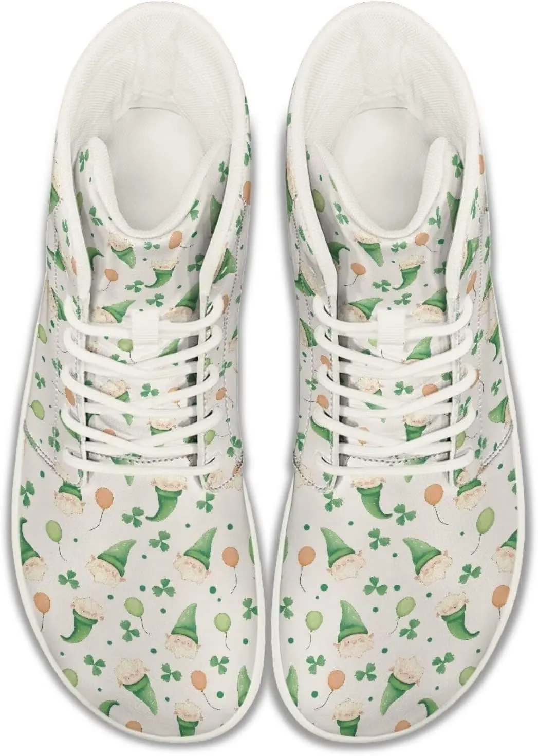 Lightweight Barefoot Shoes for Womens Fashion Comfort Walking Sneakers Anti-Skid Lace-Up Shoes for Athletic US 6-13.5 White Sole
