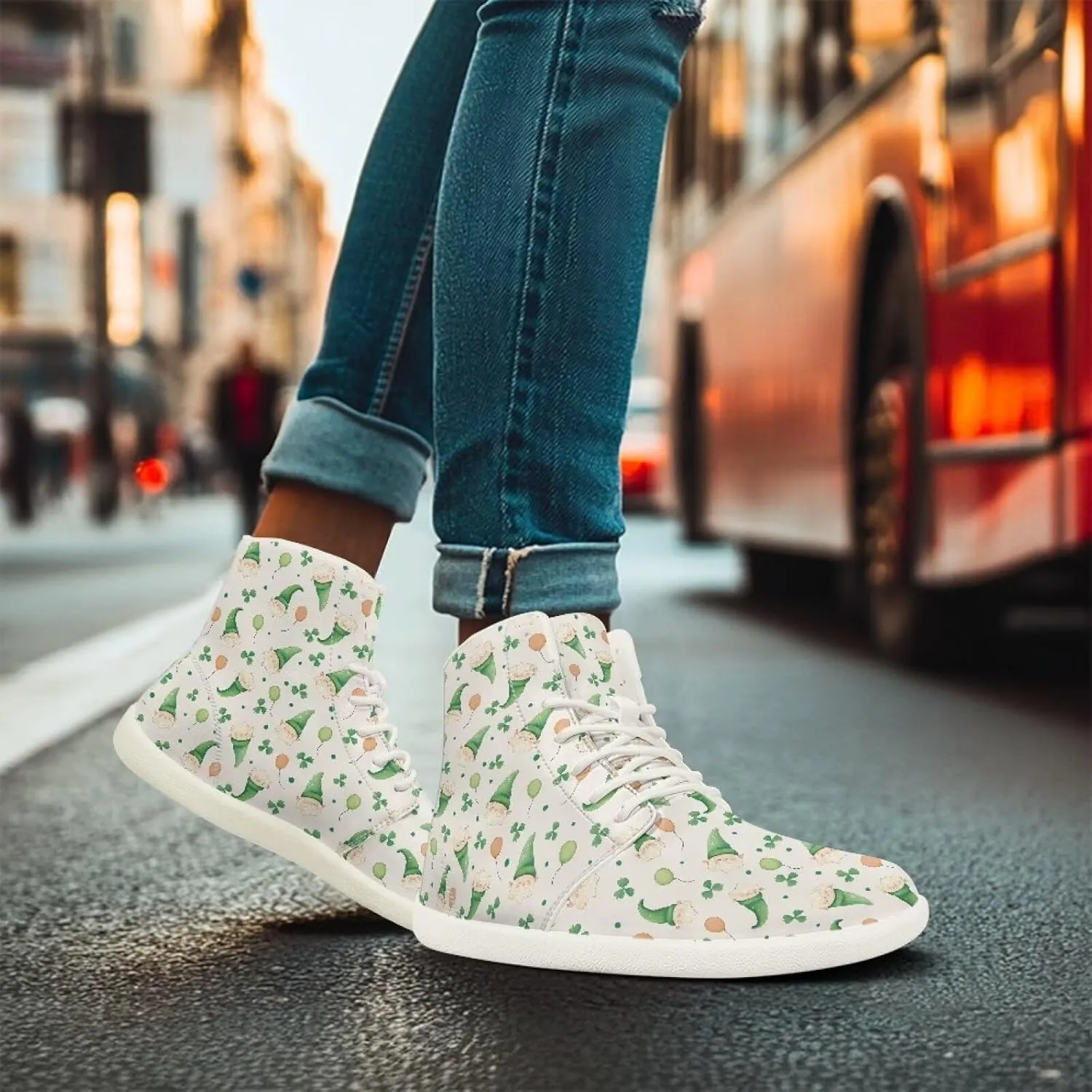 Lightweight Barefoot Shoes for Womens Fashion Comfort Walking Sneakers Anti-Skid Lace-Up Shoes for Athletic US 6-13.5 White Sole