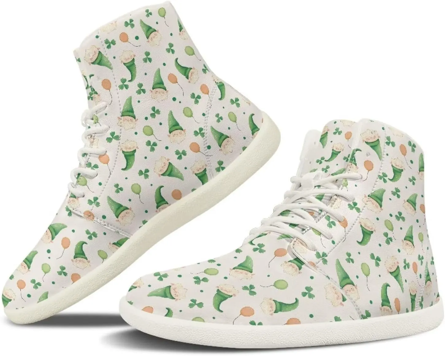 Lightweight Barefoot Shoes for Womens Fashion Comfort Walking Sneakers Anti-Skid Lace-Up Shoes for Athletic US 6-13.5 White Sole
