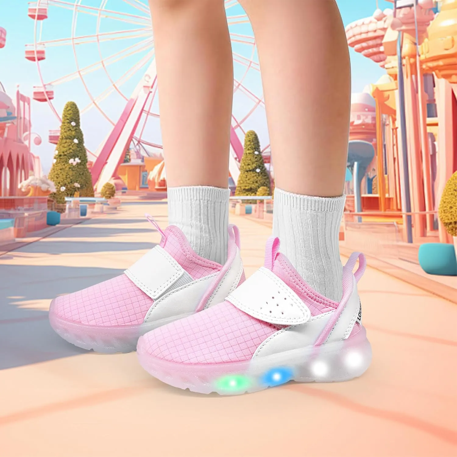 LOUGSIN Boys Girls Light Up Shoes Lightweight Breathable Comfort Tennis Zyteo Walking Running Sneakers for Toddler Little Kids