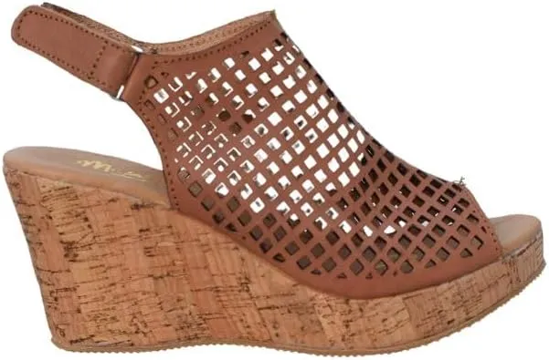 Macarena Collection Women's Flatform Wedge Casual Sandal Handmade Women's Woven Leather Wedge Sandals with Cork Heel - Mexican Artisan Crafted Style 4170