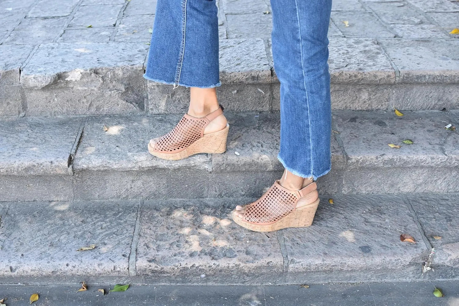 Macarena Collection Women's Flatform Wedge Casual Sandal Handmade Women's Woven Leather Wedge Sandals with Cork Heel - Mexican Artisan Crafted Style 4170