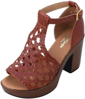 Macarena Collection Women's Flatform Wedge Casual Sandal Handmade Woven Leather Block Heel Sandals for Women - Mexican Artisan Crafted Style 4350