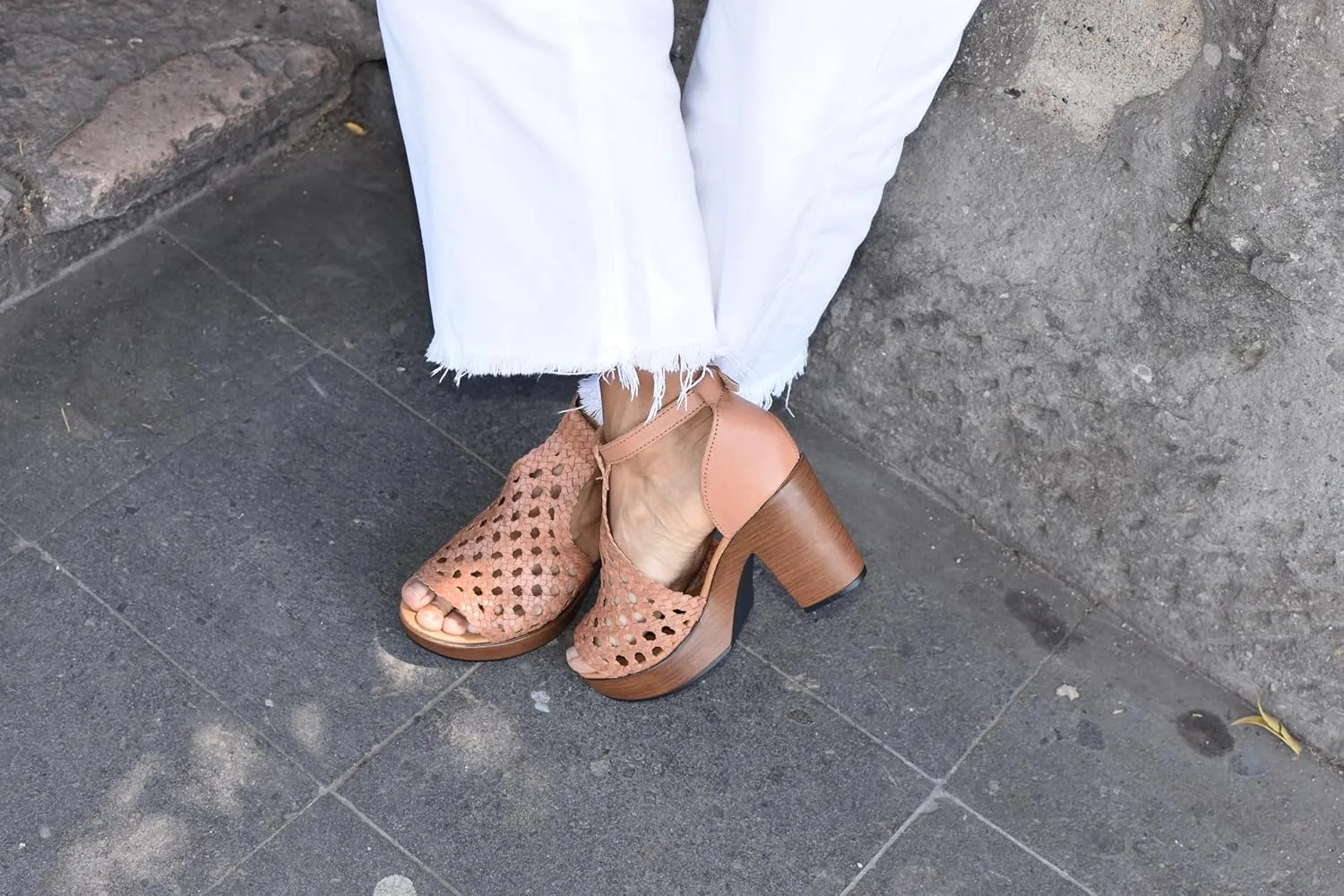 Macarena Collection Women's Flatform Wedge Casual Sandal Handmade Woven Leather Block Heel Sandals for Women - Mexican Artisan Crafted Style 4350