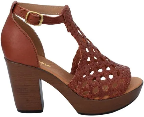Macarena Collection Women's Flatform Wedge Casual Sandal Handmade Woven Leather Block Heel Sandals for Women - Mexican Artisan Crafted Style 4350