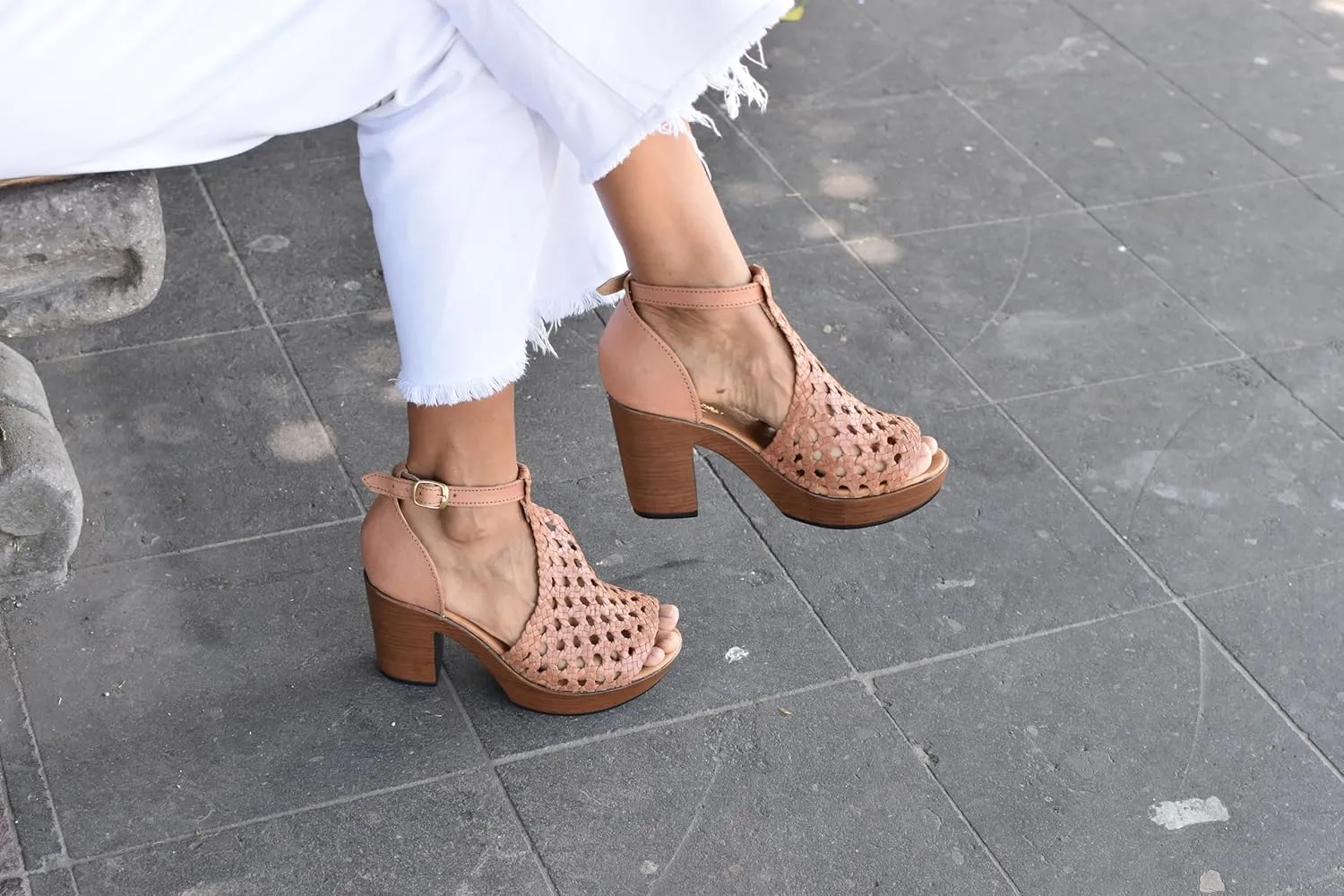 Macarena Collection Women's Flatform Wedge Casual Sandal Handmade Woven Leather Block Heel Sandals for Women - Mexican Artisan Crafted Style 4350