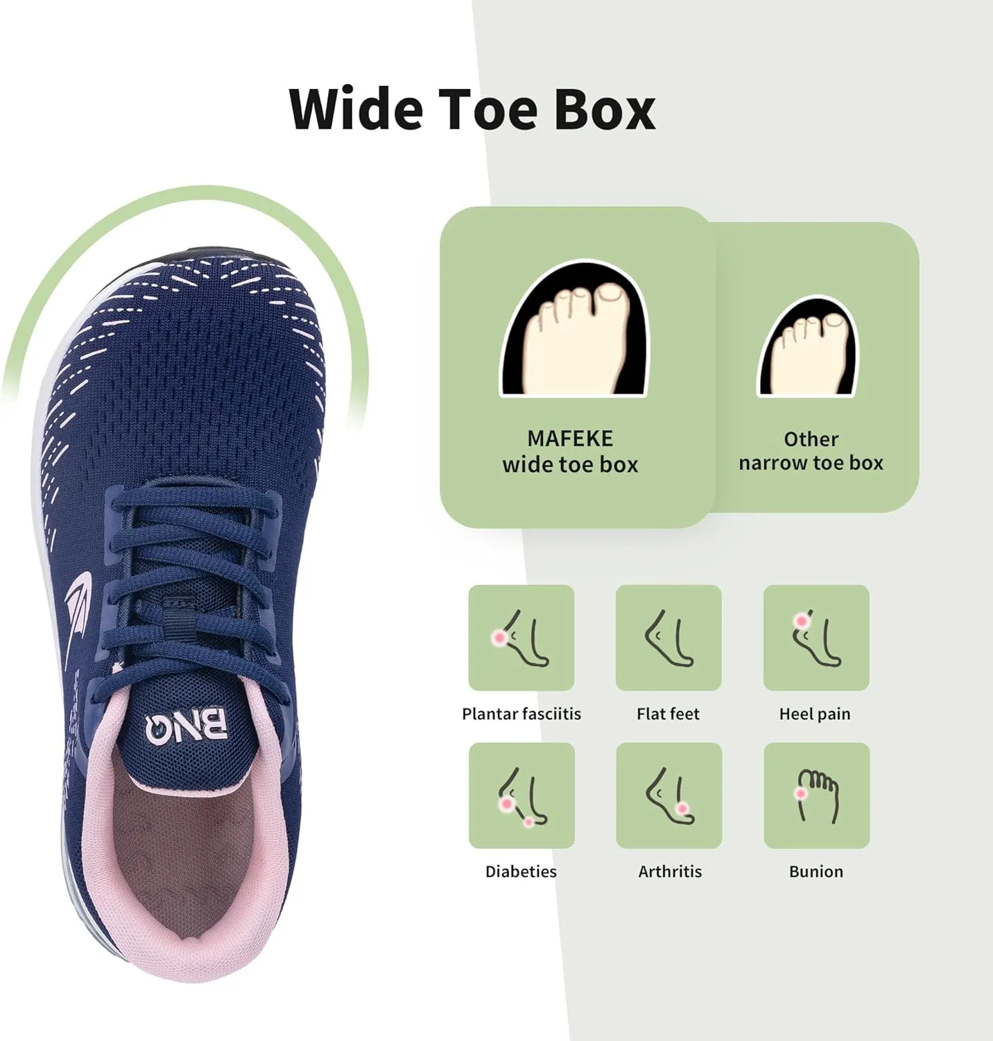MAFEKE Womens Wide Toe Box Running Shoes Air Arch Support Tennis Athletic Sneakers Orthotic Walking Shoes for Plantar Fasciitis Pain Relief US 6-11