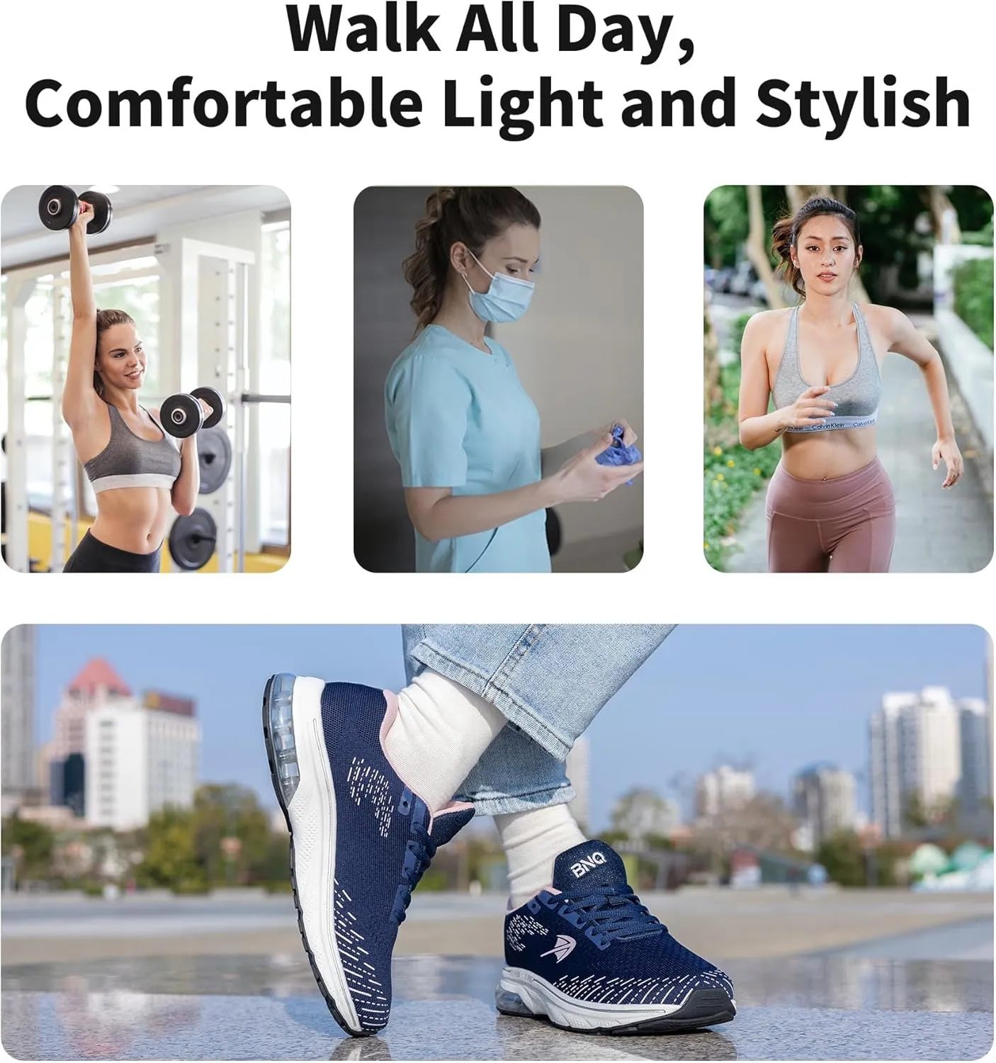 MAFEKE Womens Wide Toe Box Running Shoes Air Arch Support Tennis Athletic Sneakers Orthotic Walking Shoes for Plantar Fasciitis Pain Relief US 6-11