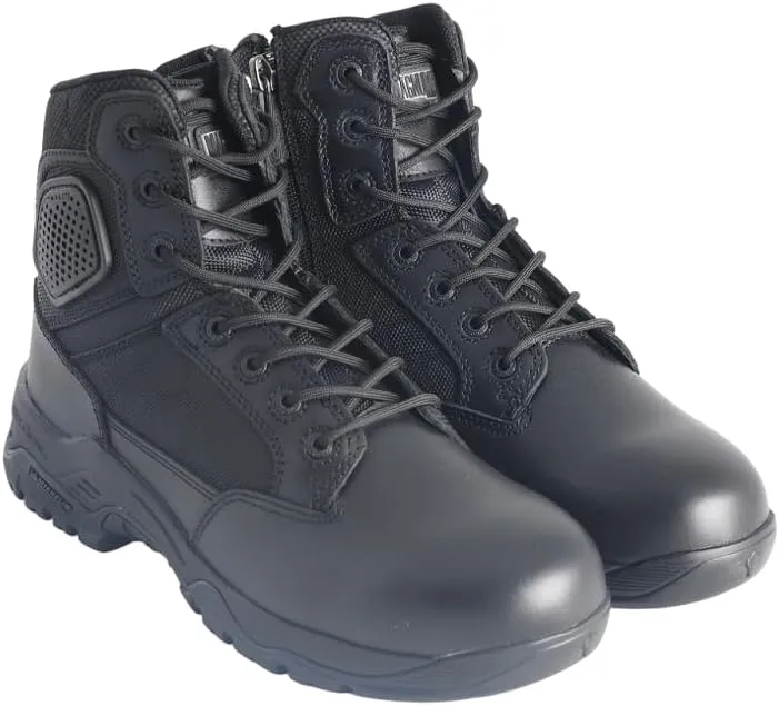 Magnum Strike Force 6" Side Zipper Tactical Boots - Designed for Police, EMS, Security, Military, Hunting & Motorcycle w/ Slip Resistant Michelin Outsole, Replaceable M.P.A.C.T Instant Comfort Insole