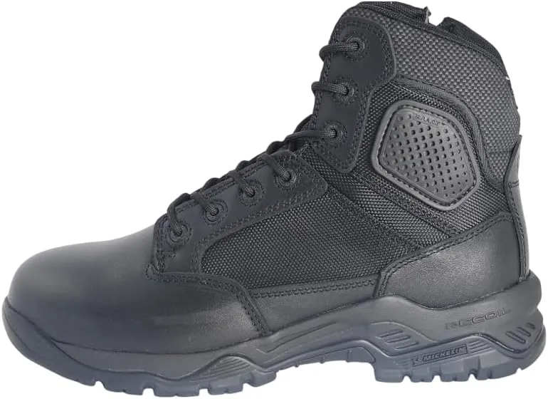 Magnum Strike Force 6" Side Zipper Tactical Boots - Designed for Police, EMS, Security, Military, Hunting & Motorcycle w/ Slip Resistant Michelin Outsole, Replaceable M.P.A.C.T Instant Comfort Insole