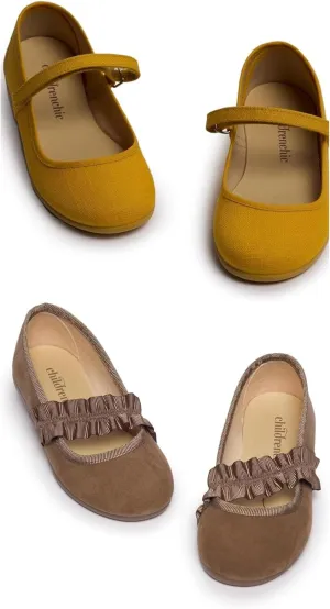 Mary Jane Shoes for Girls – Classic & Comfortable Dress Shoes for Toddlers & Kids – Perfect Flats for School, Play, and Special Occasions – Mustard & Camel Size 6 Toddler