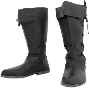 Medieval Renaissance Pirate Boots for Men, Halloween PU Leather Costume Boots Gothic Cosplay Boots for Adults