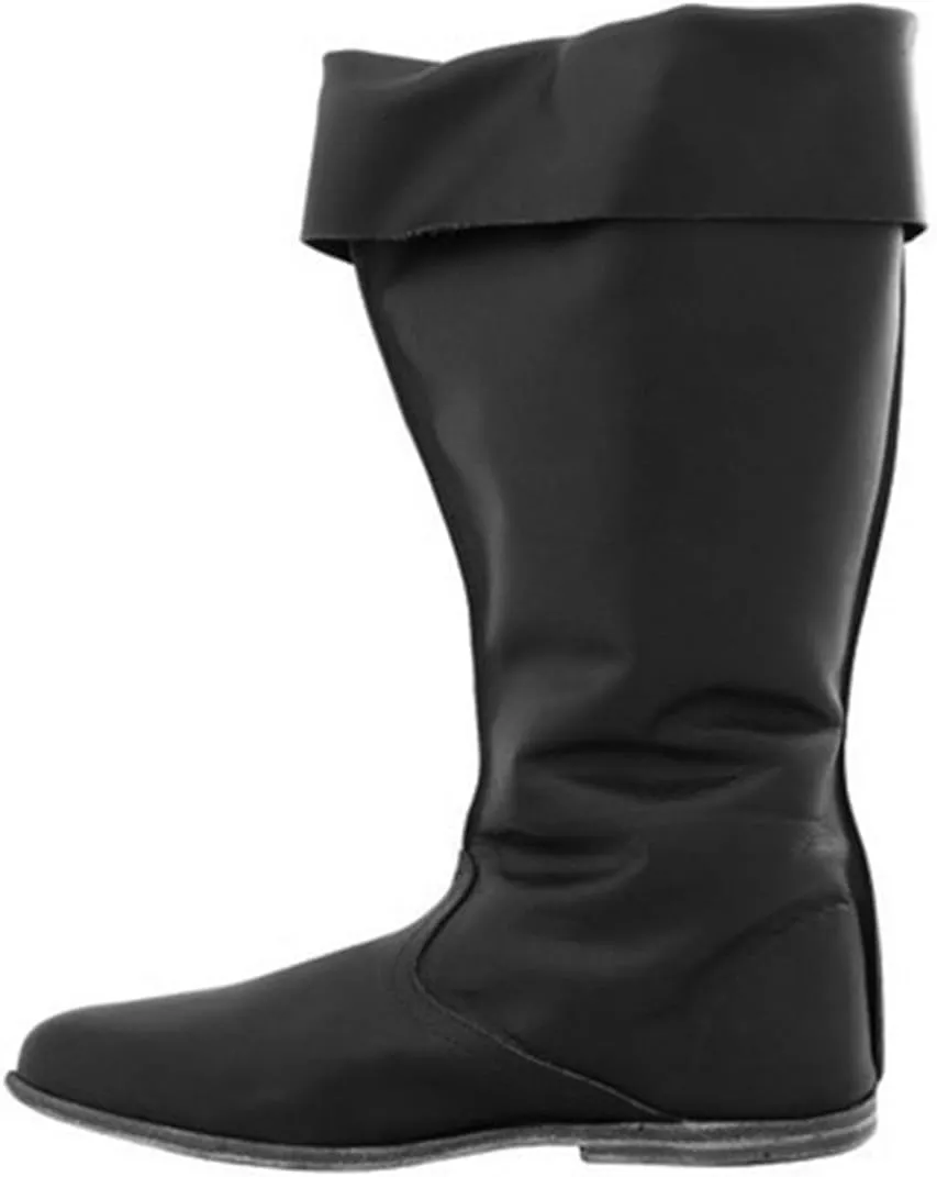 Medieval Renaissance Pirate Boots for Men, Halloween PU Leather Costume Boots Gothic Cosplay Boots for Adults