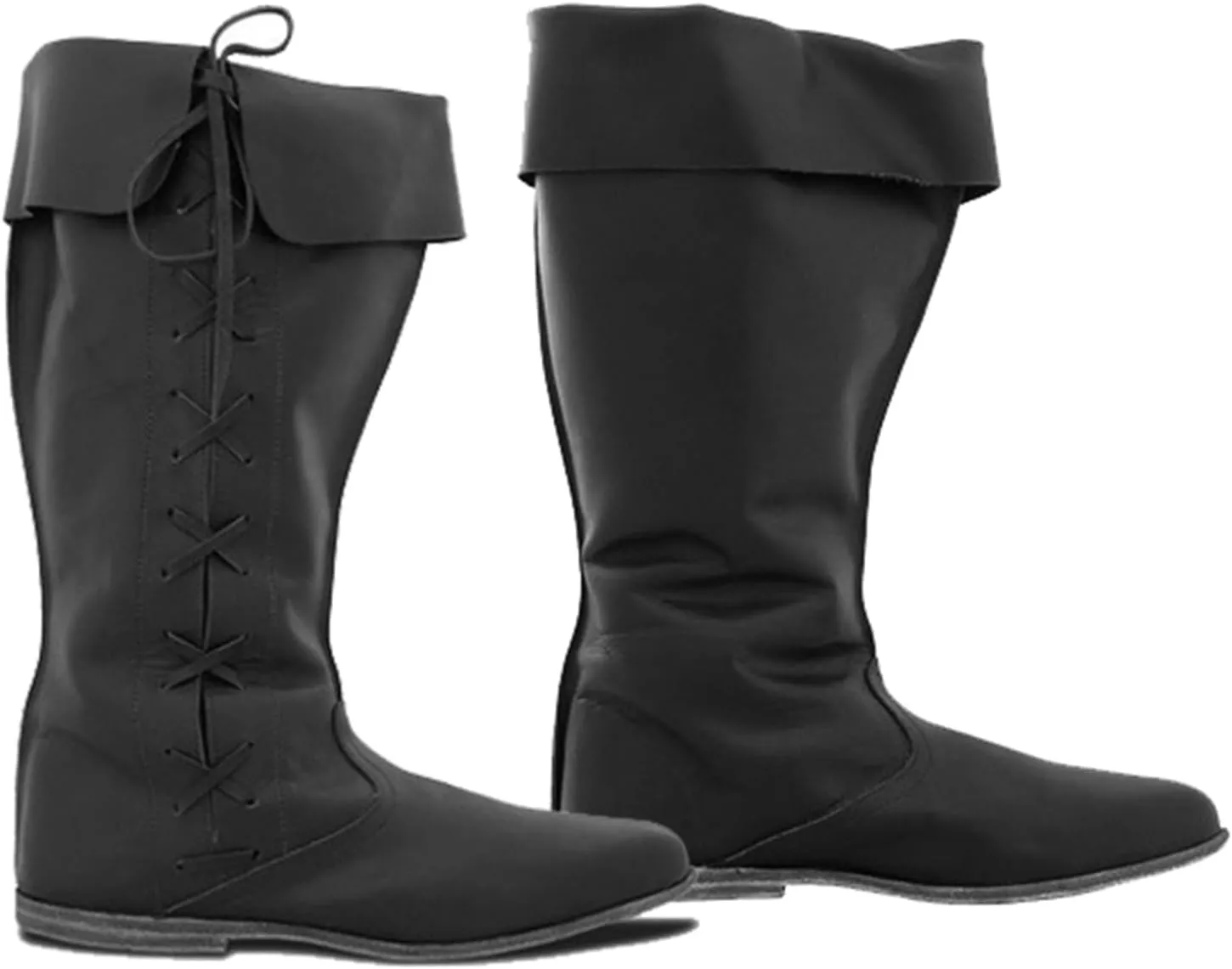 Medieval Renaissance Pirate Boots for Men, Halloween PU Leather Costume Boots Gothic Cosplay Boots for Adults