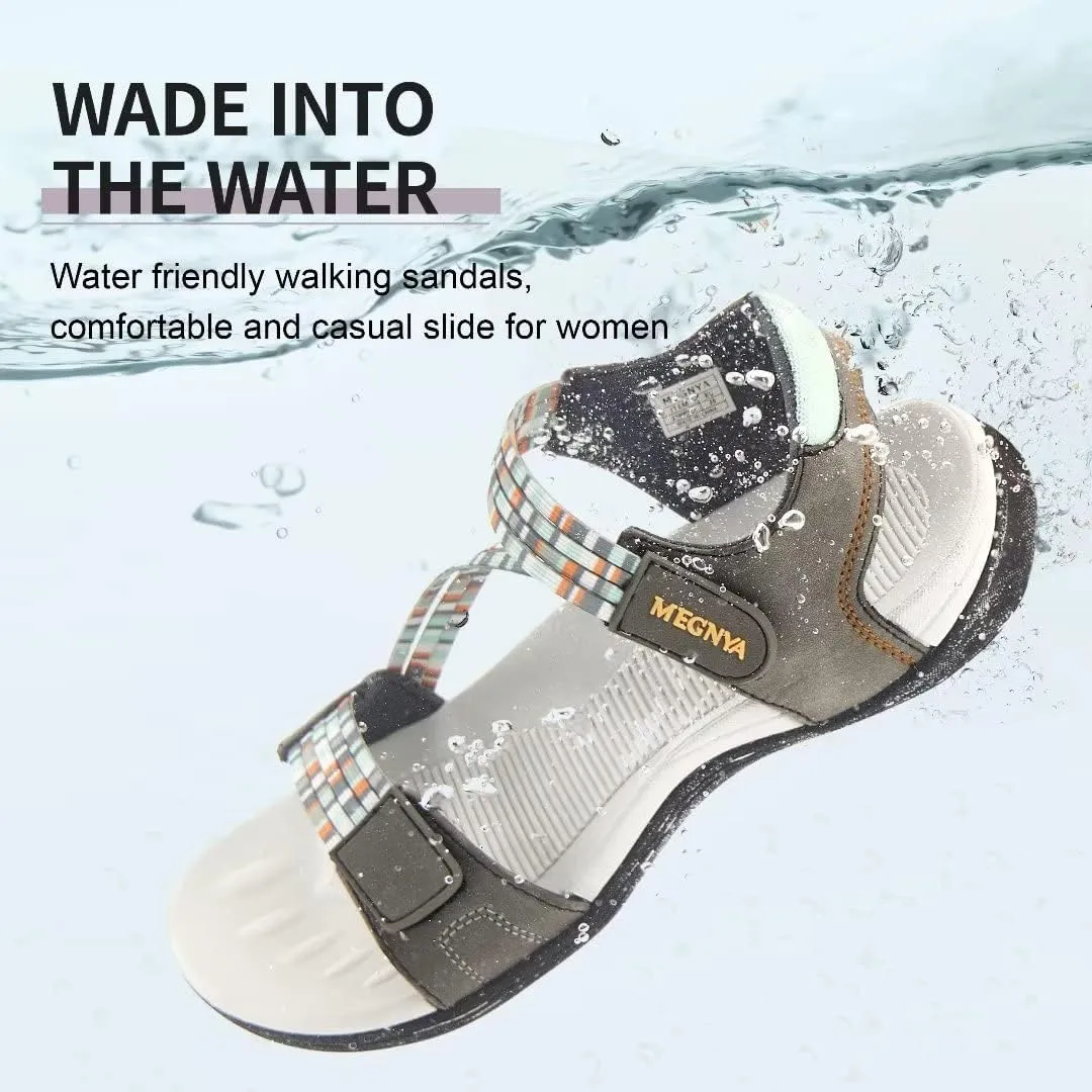MEGNYA Comfortable Hiking Sandals for Womens, Classic Sport Walking Sandals with Adjustable Straps, Casual Summer Athletic Sandals for Trekking, Camping, Trip